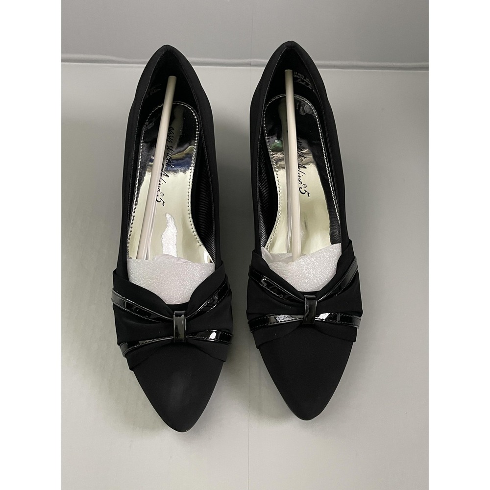 Easy Street Millie Shoes Womens Size 9N Black Bow Block Heel Pumps Dress - Picture 3 of 9